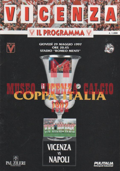 Programma Coppa Italia Vicenza-Napoli 29-5-1997
